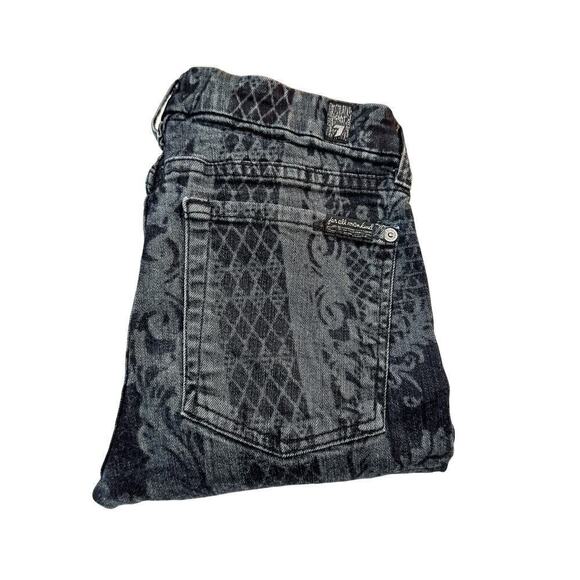7 For All Mankind Trellis Vine Denim Patterned Print Jeans Size 27 - Picture 1 of 7